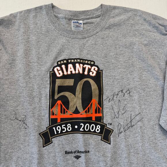 VTG Autographed San Francisco Giants 50th Anniversary 1958-2008 T Shirt Men's XL - Picture 3 of 16